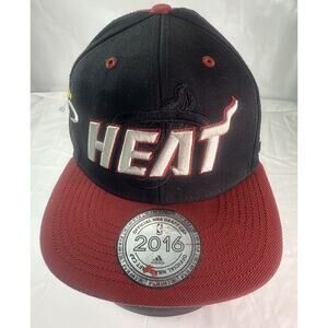 Miami Heat Cap Flat Brim Adidas Snapback Hat 2016 Draft Day NBA